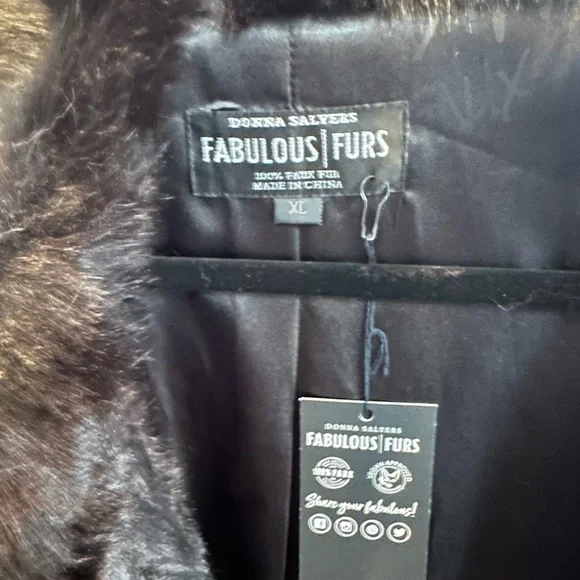 Luxurious and Funky Black and Brown Fur Coat - Picture 2 of 4